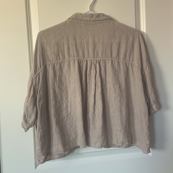 ZARA SIZE L Cream Linen Button-up Blouse - Picture 2 of 10